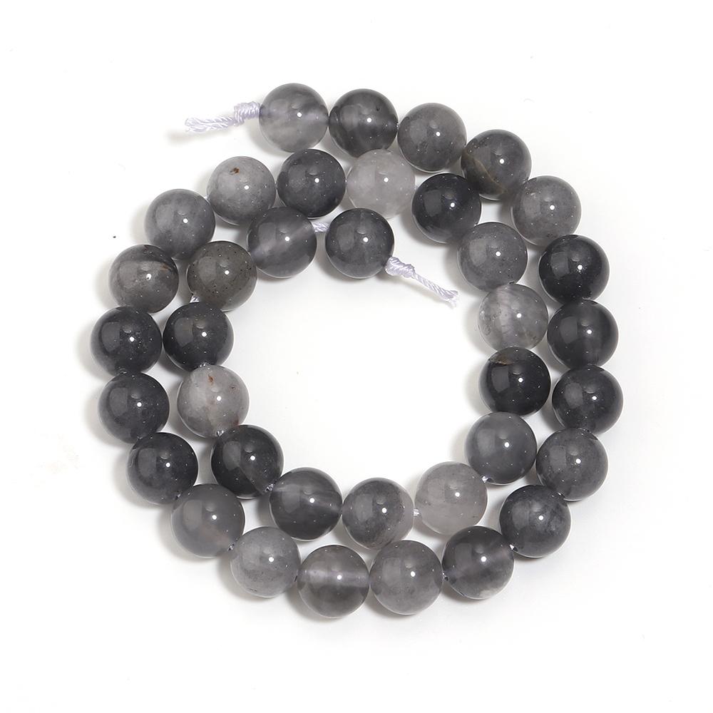 4 6 8 10 12mm Natural Stone Beads Silver Grey Crystal Round Loose Beads For Jewelry Making DIY Bracelets Necklace Accessories