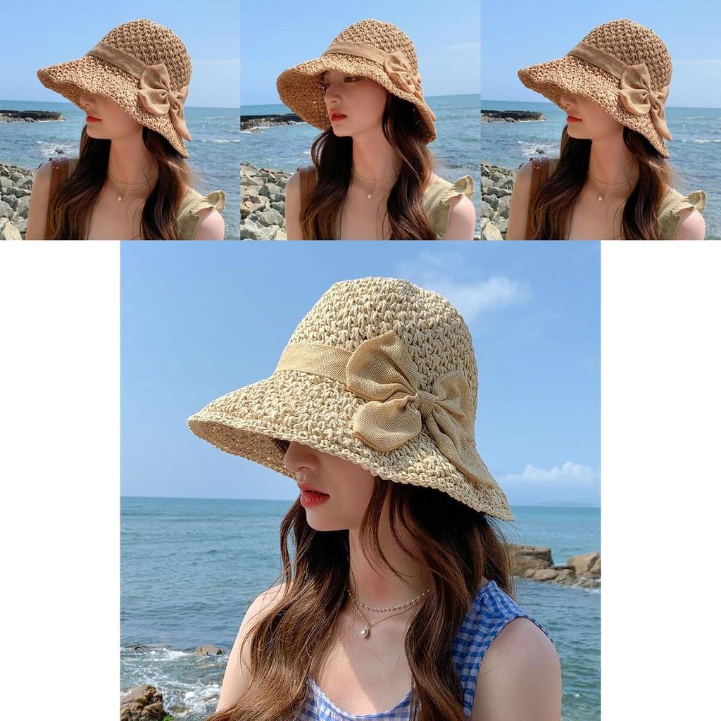 Versatile Women's Straw Hat Wide Brim For Sun Protection With Elegant Bow Knot