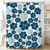 Blue Floral Shower Curtain Decorative Bath Mat Waterproof Polyester Fabric Home Decoration Curtains Easy Installation Size: 72 x