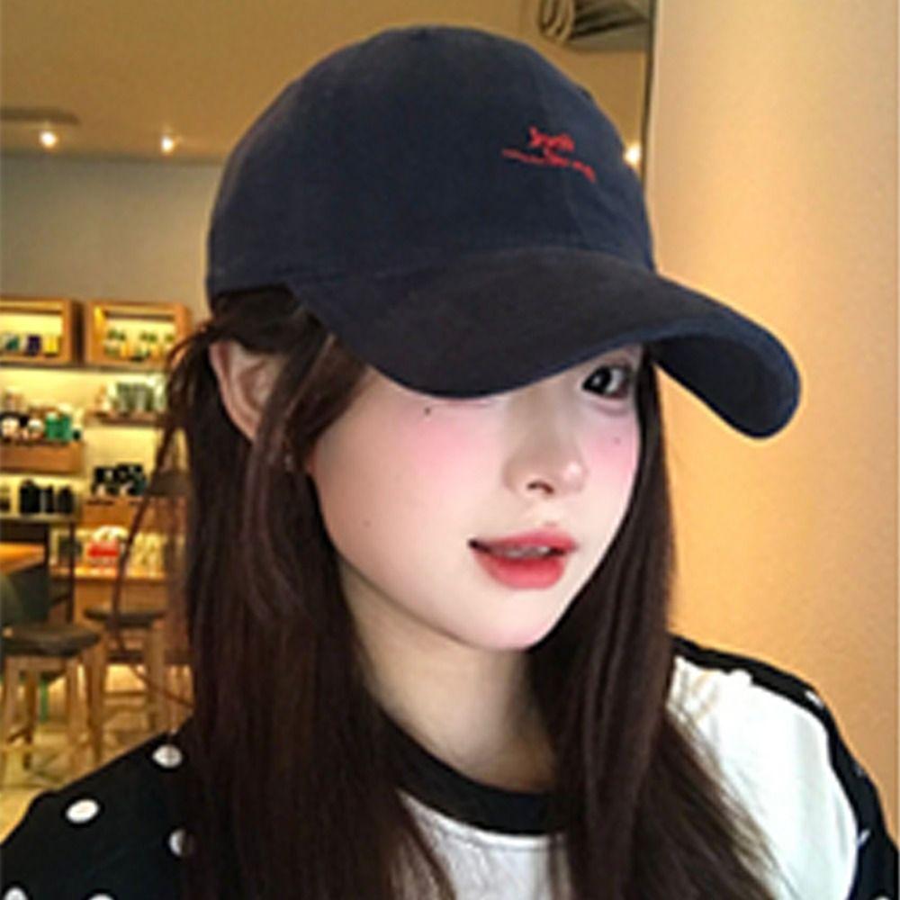 Embroidery Letter Rugged Baseball Cap Solid Color Duck Tongue Cap Fashion Sun Hat for Women