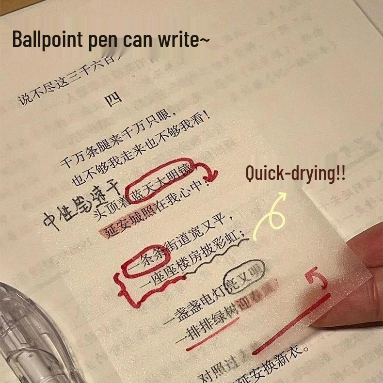 

Transparent Frosted Quick-Dry Waterproof Tearable Sticky Notes for Students