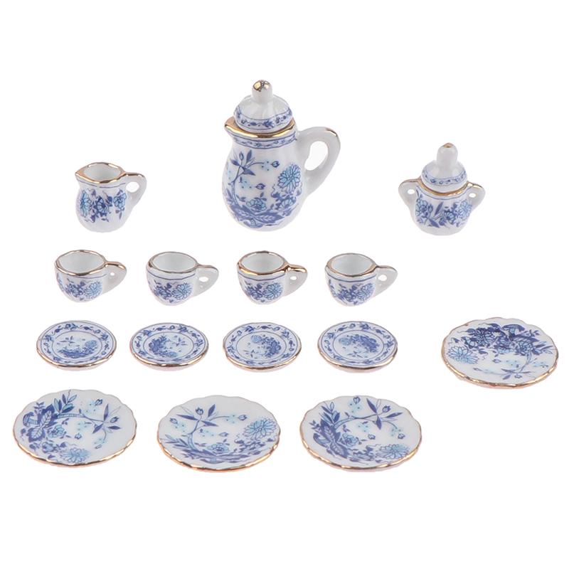 15Pcs 1:12 Scale Miniature House Ceramic Tea Cup And Tableware Set, Miniature Food Play Model, Dollhouse DIY Scene Decoration Accessories