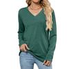 Women's V Neck Long Sleeve T-Shirt Casual Loose Fit Solid Color Tunic Top Pullover Shirt for Autumn
