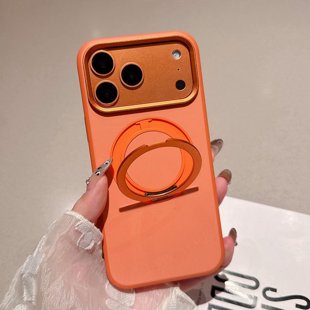 

Бизнес-чехол-подставка с вращением на 360° Magsafe для iPhone 17 Pro Max 17Pro iPhone17 ProMax Однотонный ПК-держатель Ударопрочный чехол iPhone17 Pro оранжевый