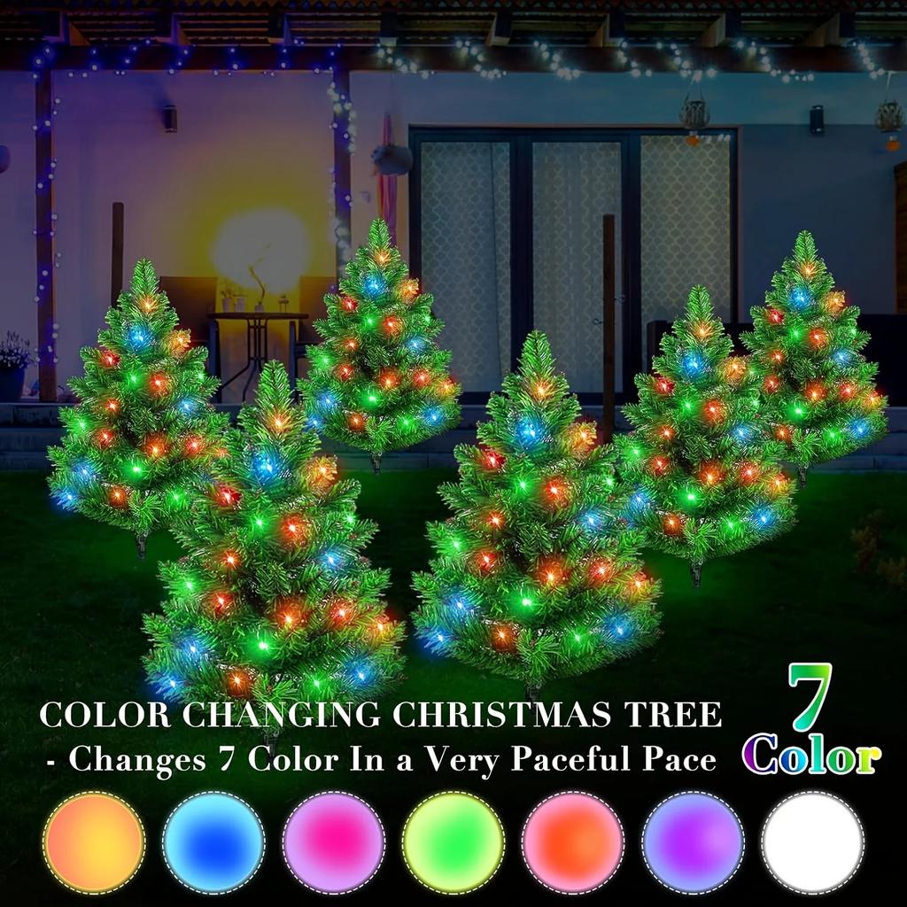 Solar Christmas Tree Simulation Light Outdoor Waterproof LED Lawn Garden Patio Porch Landscape Decorative Lamp for Holiday Party
