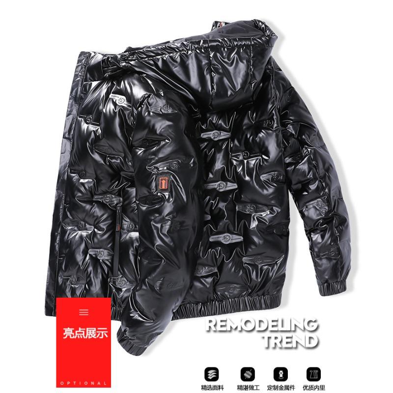 2025 Winter Daunenjacke Herren Neue Kapuzen-Daunenjacke Lässig Glänzend Kurz Daunenjacke Baumwolljacke