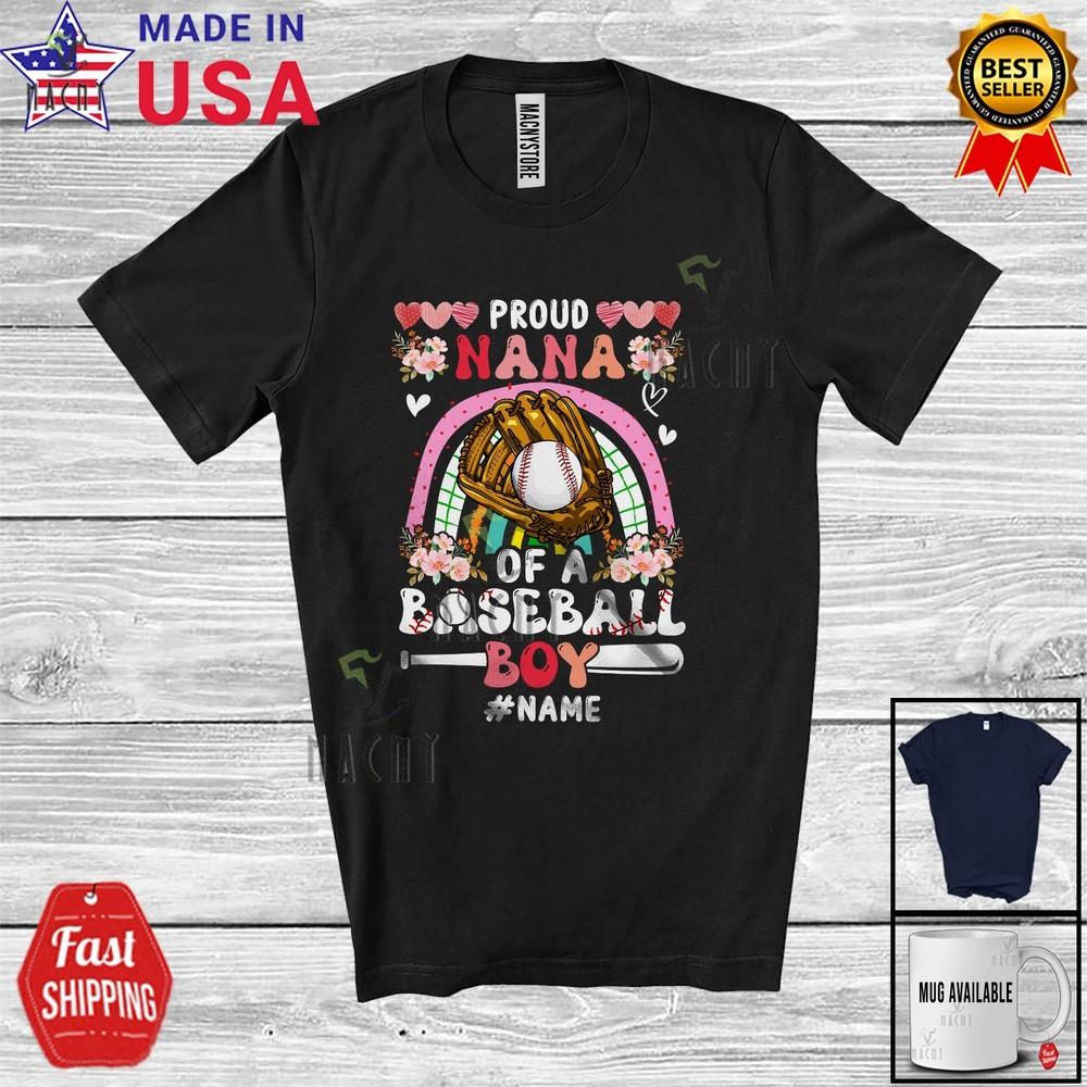 Proud Nana Of A Baseball Boy; Mother s Day Rainbow; Custom Name Player T-Shirt Unisex T-Shirt XXXL