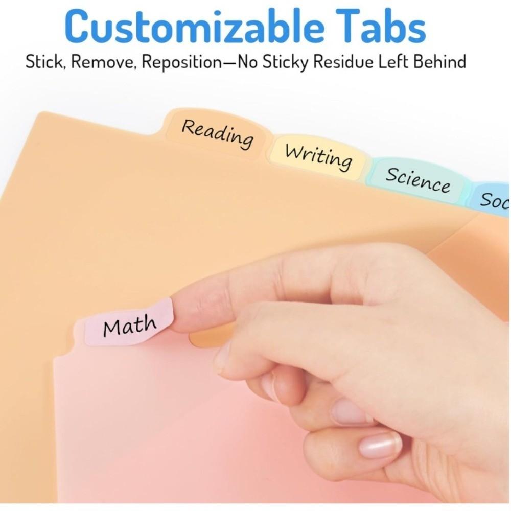 Pastel Colors Loose Leaf File Organizers Durable Tab Dividers Clear Binder Dividers for Office