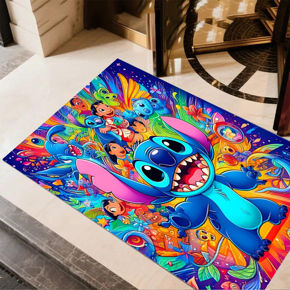 Colorful Stitch Adventure Floor Mat Perfect for Kitchen Outdoor Game Room Bedrooms Antislip Carpet Anime Office Decor Perfect Gift for Friends & Famil
