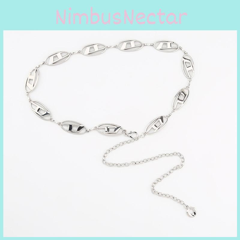 Metal Silver Dletter Chain Waist Chain Adjustable Skirt Versatile Jeans
