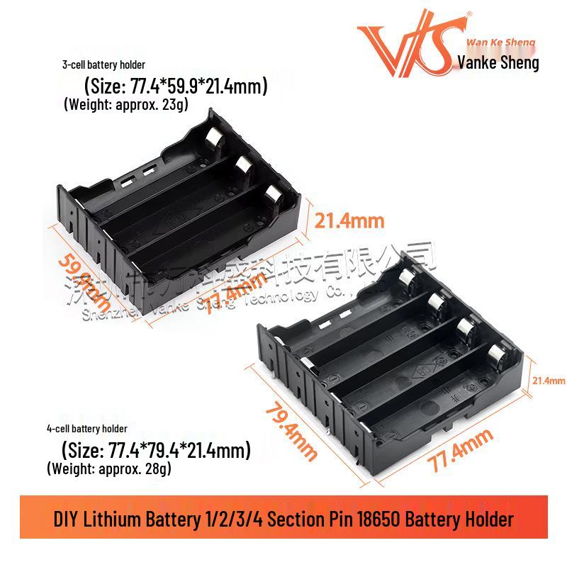 18650 DIY Lithium Battery Holder - 1 To 4 Slots, Drop-Resistant Series