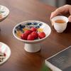 VAKADA Chinese Retro Ceramic High-Foot Dessert Plates (Set of 4)
