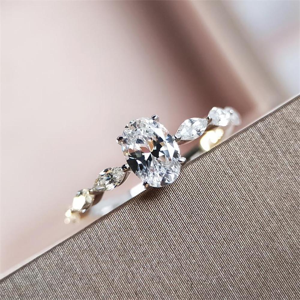 1 Karat oval geschliffene Moissanit-Ringe für Damen Funkelnder Diamant 925er Silber Verlobung Ehering Schmuck Mit