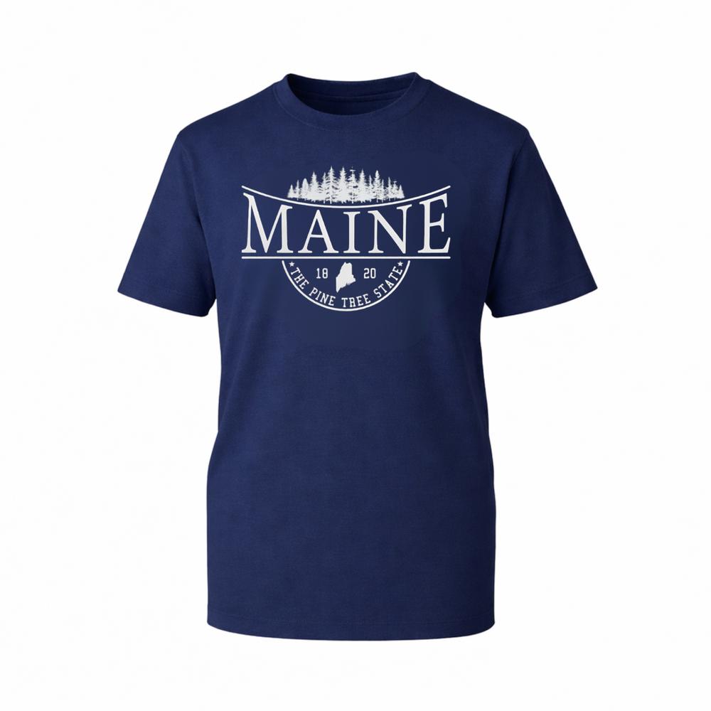 Vintage Maine State TShirt Silhouette Pine Trees Unisex 100 Cotton Gift Tee