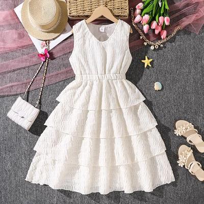 Patchwork-Rüschenkleid für große Mädchen - Frühjahr/Sommer 2026 Europäischer & Amerikanischer Stil, Ärmellos & Elegantes Prinzessinnen-Design