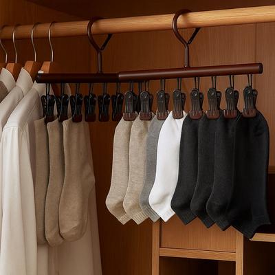 10 Clips Clothes Drying Rack Anti-Slip Windproof Hanging Rack Non-marking Rotatable Clothes Hanger Student Dormitory