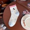 Women's Cute Japanese Cartoon Lace Socks - Thin Spring/Summer White Mid-Calf Style