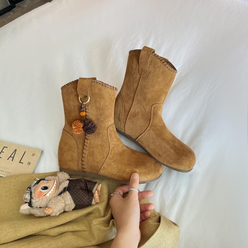 

Suding women s shoes~ 2025 autumn and winter new women s inner height increase Martin boots side zipper rhinestone short boots female student women s 40 верблюд