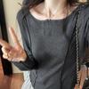 Versatile Long Sleeve T Shirt for Women New Style Slimming Pure Desire Bottoming Retro Spring and Autumn