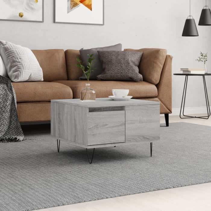 VidaXL Table basse sonoma gris 55x55x36,5 cm bois d'ingénierie 830762