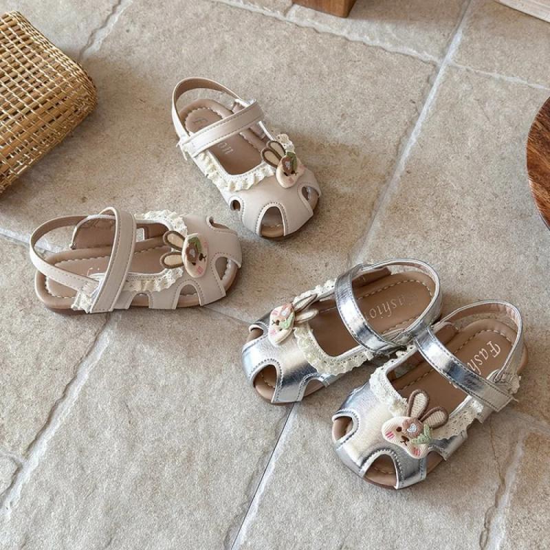Summer Princess Sandals For Girls Korean Trend Fashion Girl's Sandal Anti-slippery Soft-soled Leather Footwear For Kids