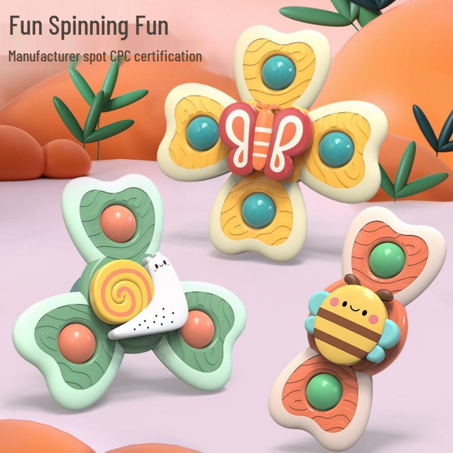 Детская игрушка-спиннер на присоске: Веселая, развивающая вращающаяся игрушка для ванны 3-piece set (Bee + Snail + Butterfly)