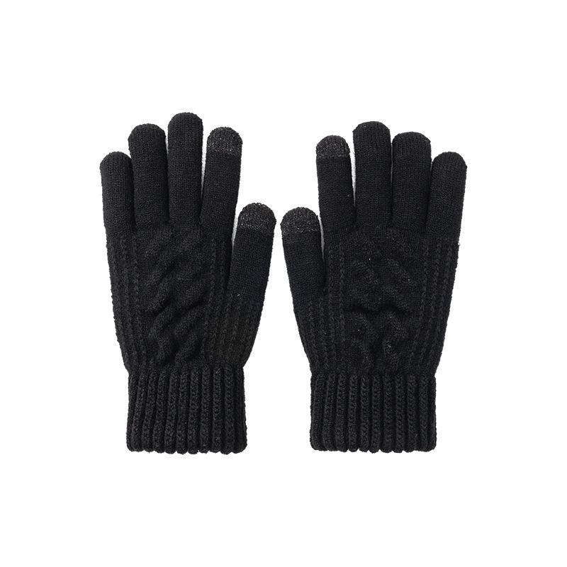Double-layer Thickened Knitted Simple Warm and Cold-proof Outdoor Battery Car Windproof Men's Winter Riding Driving Gloves
