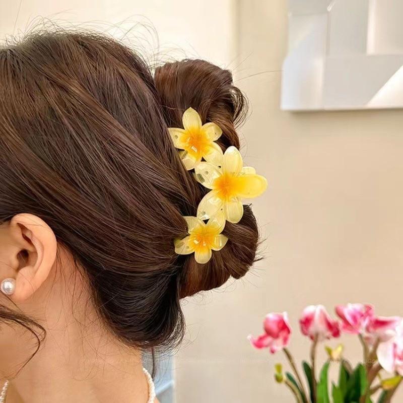 1pcs/2pcs Candy Colors Large Flower Hair Clip for Women Elegant Temperament Shark Clip able Girl Hair Claw