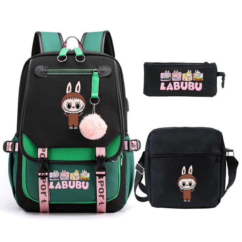 Cartoon Printed Children's Backpack Large Capacity Campus Trend Student Schoolbag Three-piece Set
