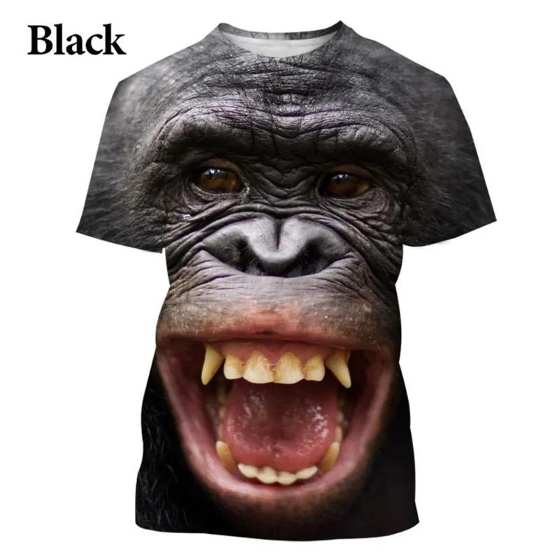 Lässiges Herren 3D Design Parodie Gorilla Lustiges Affen T-Shirt Lustiger Schmollmund Affe 3D Druck Sommer Kurzarmshirt Kinder