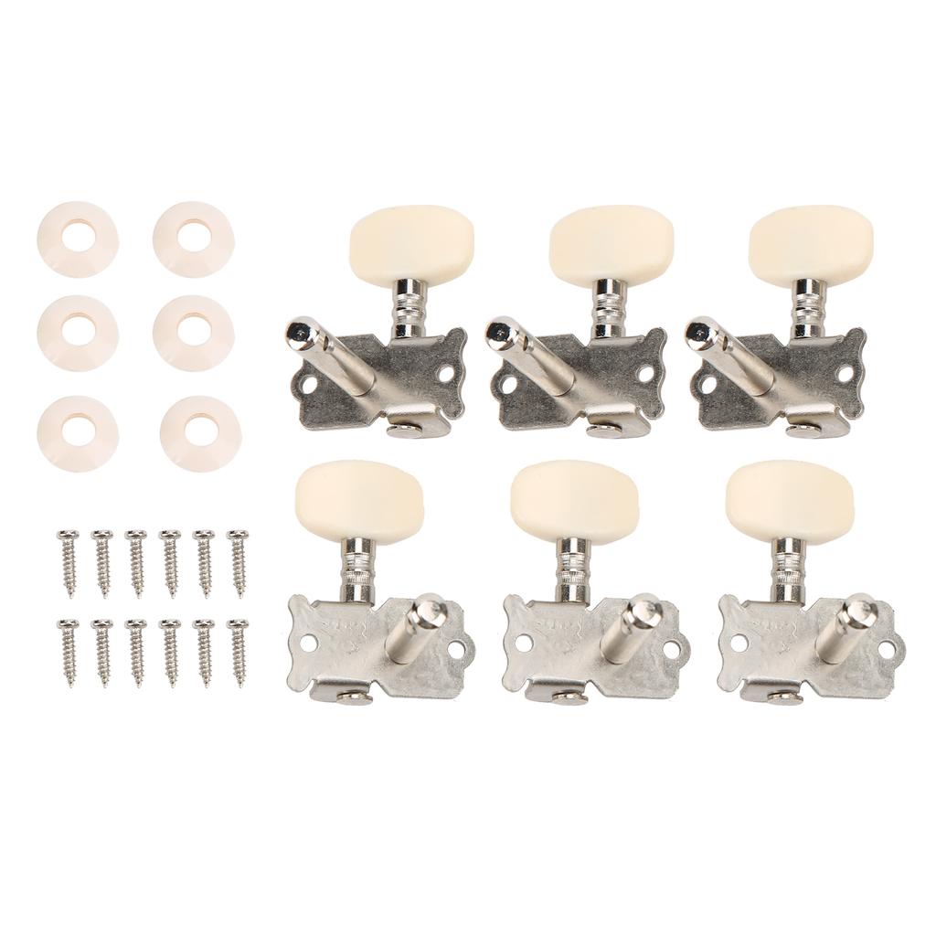 6PCS Guitar String Button Single Hole Steel Column Square Head Folk Instrument Tuning Pegs