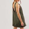 Women's Fashion Corduroy Solid Color Round Neck A Line Vest Dress Pinafore With Pockets