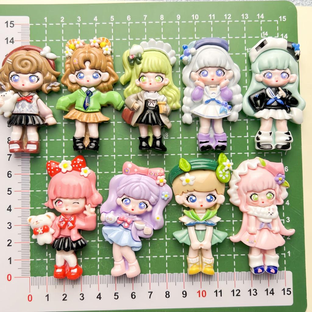 College Style Donna Cartoon Bright Resin Handmade DIY Cream Gel Hair Clip Refrigerator Sticker Jewelry Batch Toys Blind Bags