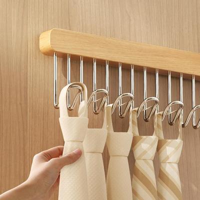 8/12 Hooks Retractable Wood Clothes Hanger Multi-Functional Bra Storage Hanger Wall-Mounted Wardrobe Hanger Clothes Organizer