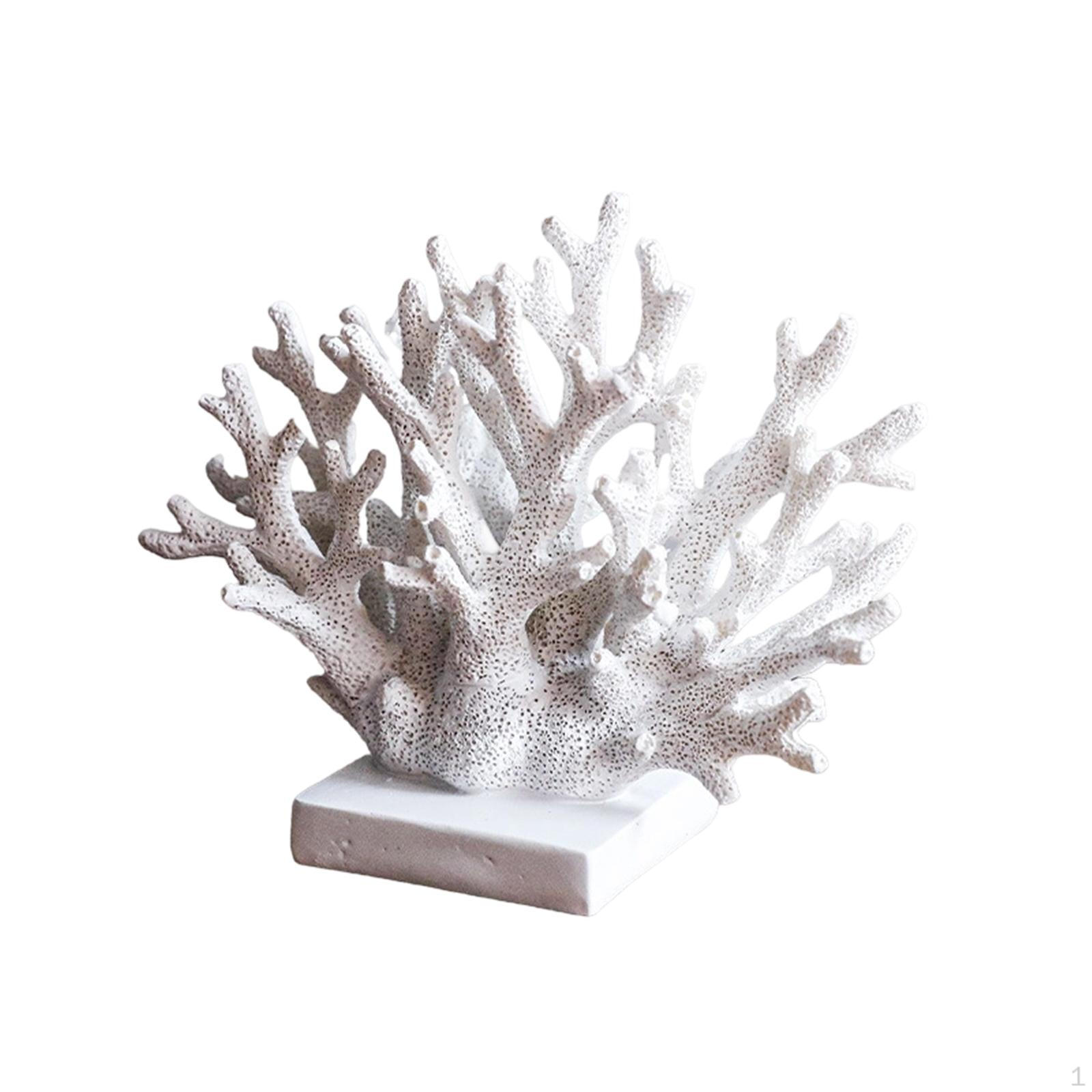

Artificial Coral Statue Nautical Resin Sculpture Decor Ornament with Retro Layered Design Suitable White 18cmx15cm
