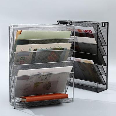 A4 Wall-mounted File Box with 6 Layers 5 Pockets Bottom Slot File Box Organizer High Capacity Storage File Sorter