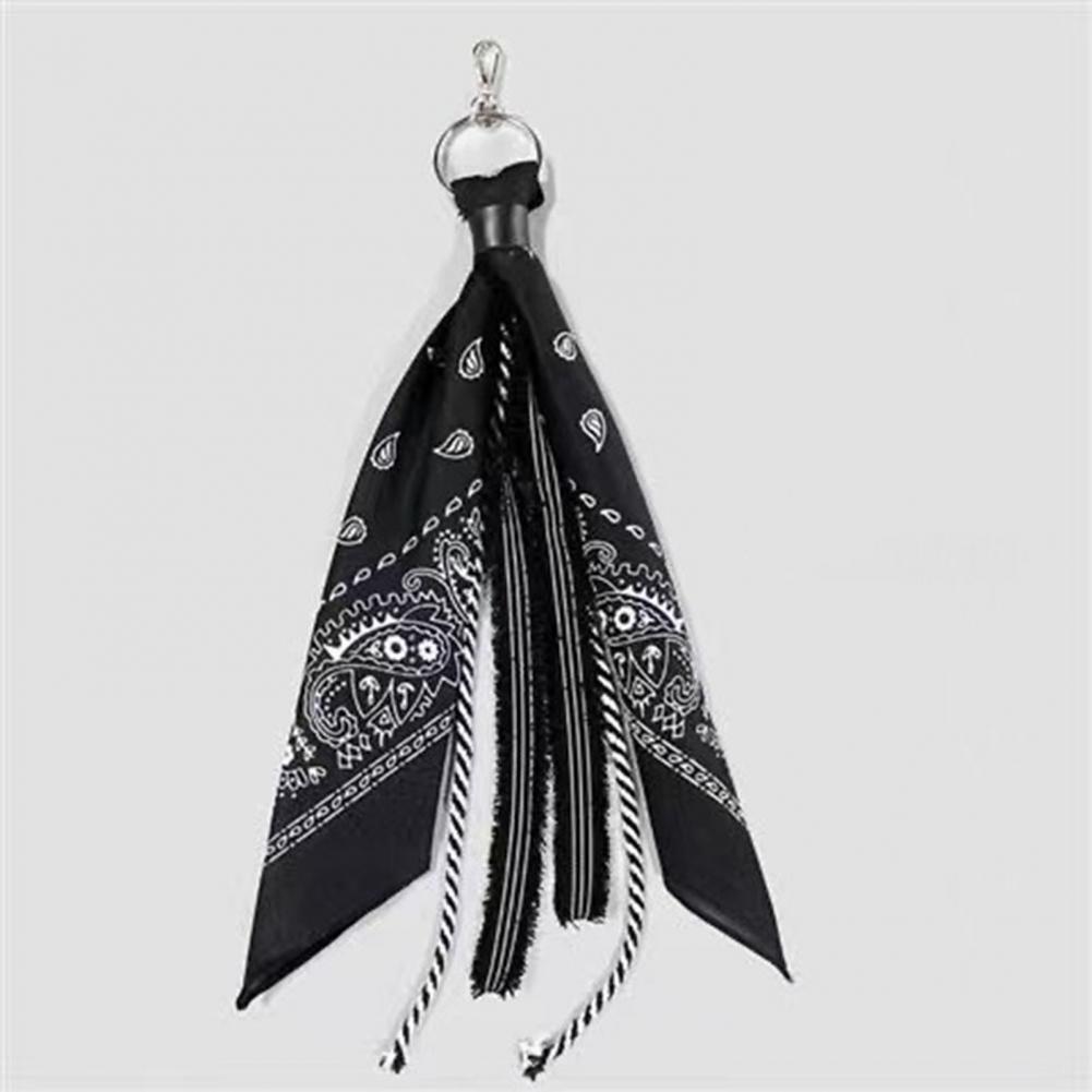 Keychain Pendant Hop Style Paisley Printed Kerchief Tassel Ornament for Unisex Pants Backpacks Metal Keychain for Biker