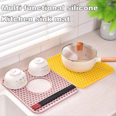 Tappetino in Silicone per Lavello con Scarico Centrale Design Flessibile Antiscivolo Resistente al Calore