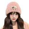 Women's Winter Knitted Hat with Cute Cartoon Christmas Reindeer Antlers, Ear Protection, Fleece Lining, Thickened for Cold Protection