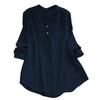Woman Shirt Semi-open V Neck Buttons Placket Long Sleeves Pullover Casual Wear Solid Color Top Blouse Summer Casual Loose T-shirt Commuter Clothes