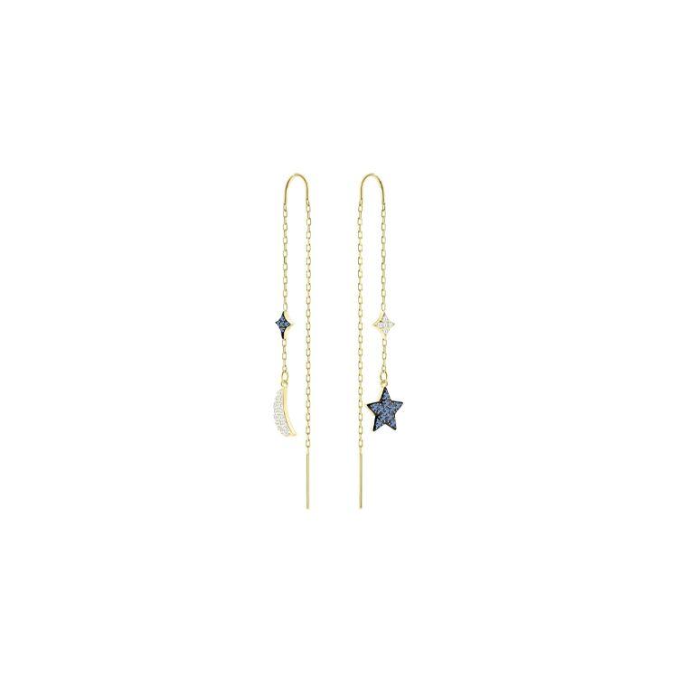 Swarovski Star Moon Crystal Earrings Women earrings 5627351 Box (Random Color),F,Blue