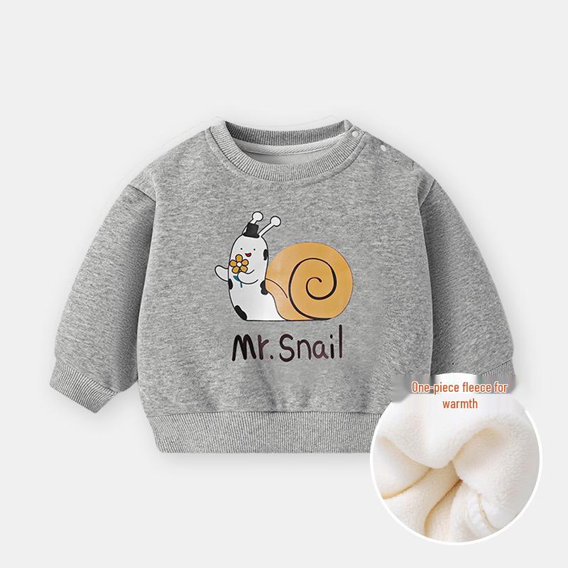 Bluza polarowa z okrągłym dekoltem dla niemowląt, z długim rękawem, ciepła koszulka bazowa na jesień i zimę