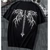 Spine Wing Print 100 Cotton Trendy Men Women Tshirt Summer Autumn Daily Outdoor Sports Party Casual Loose Street Short Sleeve