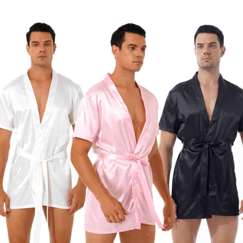 Buy Men Satin Short Sleeve Kimono Night 