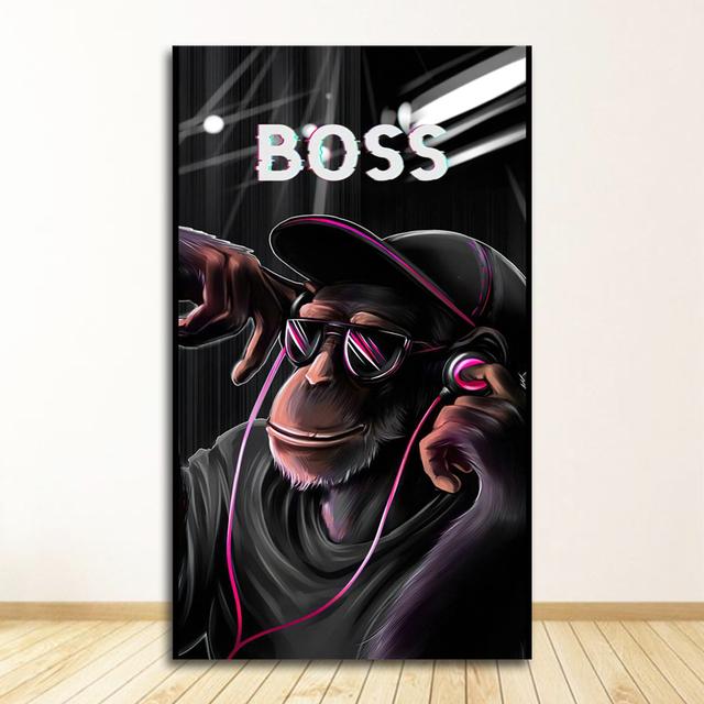 

Настенная картина для гостиной, поп-арт, диджей, обезьяна, орангутанг, холст, картина, украшение для дома, настенное искусство, печать плакатов 60cm×150cm No Frame