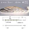 RV Flexible LED Strip Light 12V Dimmable Tape Light 16.4 Ft 600 LEDs 2000 Lumen Width 5/16” For Camper Van Motorhome Truck Trailer Interior