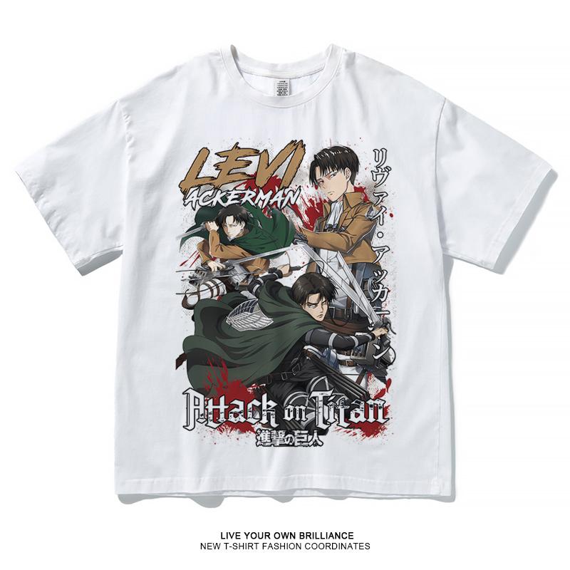 Anime Attack On Titan Trička Nadměrná Velikost Vintage Prané Shingeki no Kyojin Tričko Krátký Rukáv Manga Eren Mikasa Levi Topy Trička