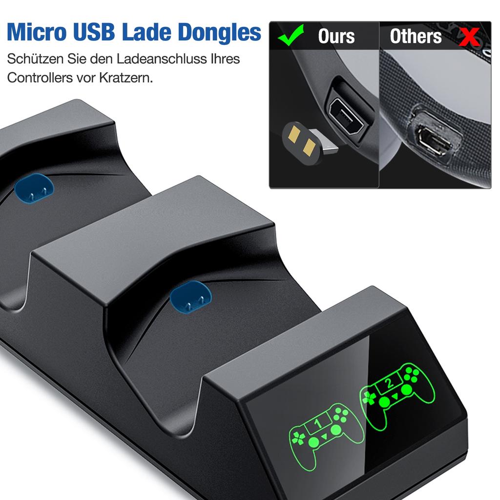 Charing Dock Station For PS4 Controller with 4 Micro USB Dongles Dual Fast Controller Charger For Playstation 4/PS4 Slim/PS4 Pro