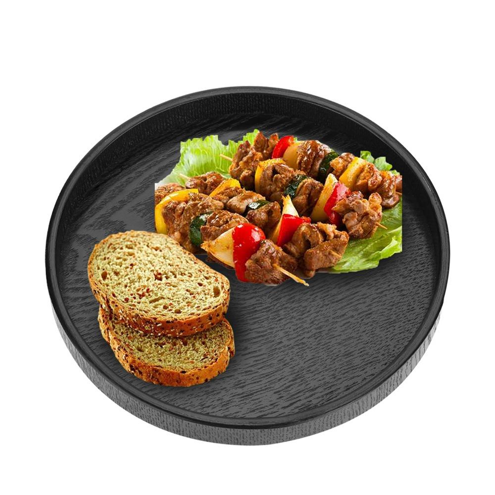 Round Shape Solid Wood Tray Black Color Tea Serving Tray Platter Wood Serving Tray  Restaurant Use