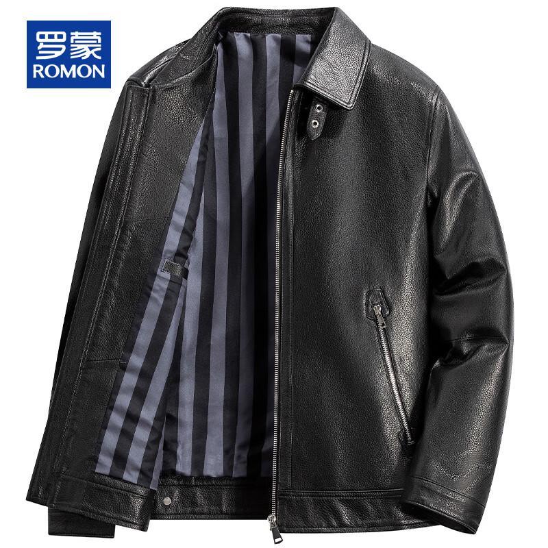 ROMON Men's Genuine Sheepskin Leather Jacket